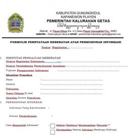 FORMULIR PERNYATAAN KEBERATAN ATAS PERMOHONAN INFORMASI